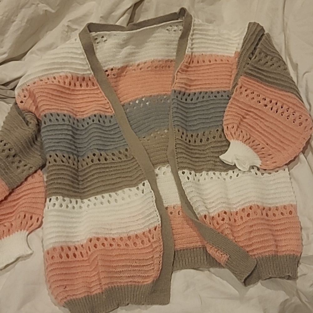 ⬆️💲15 BuNdLEd ⬆️ Women's Colorblock Nuetral Tones Open Cardigan - Picture 10 of 10